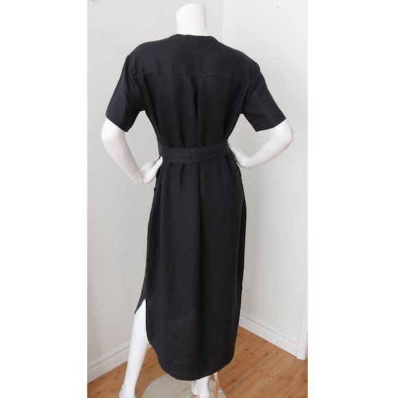 SOLD. James Perse Linen Short Sleeve Midi Shirt Dress Navy - Picture 6 of 7